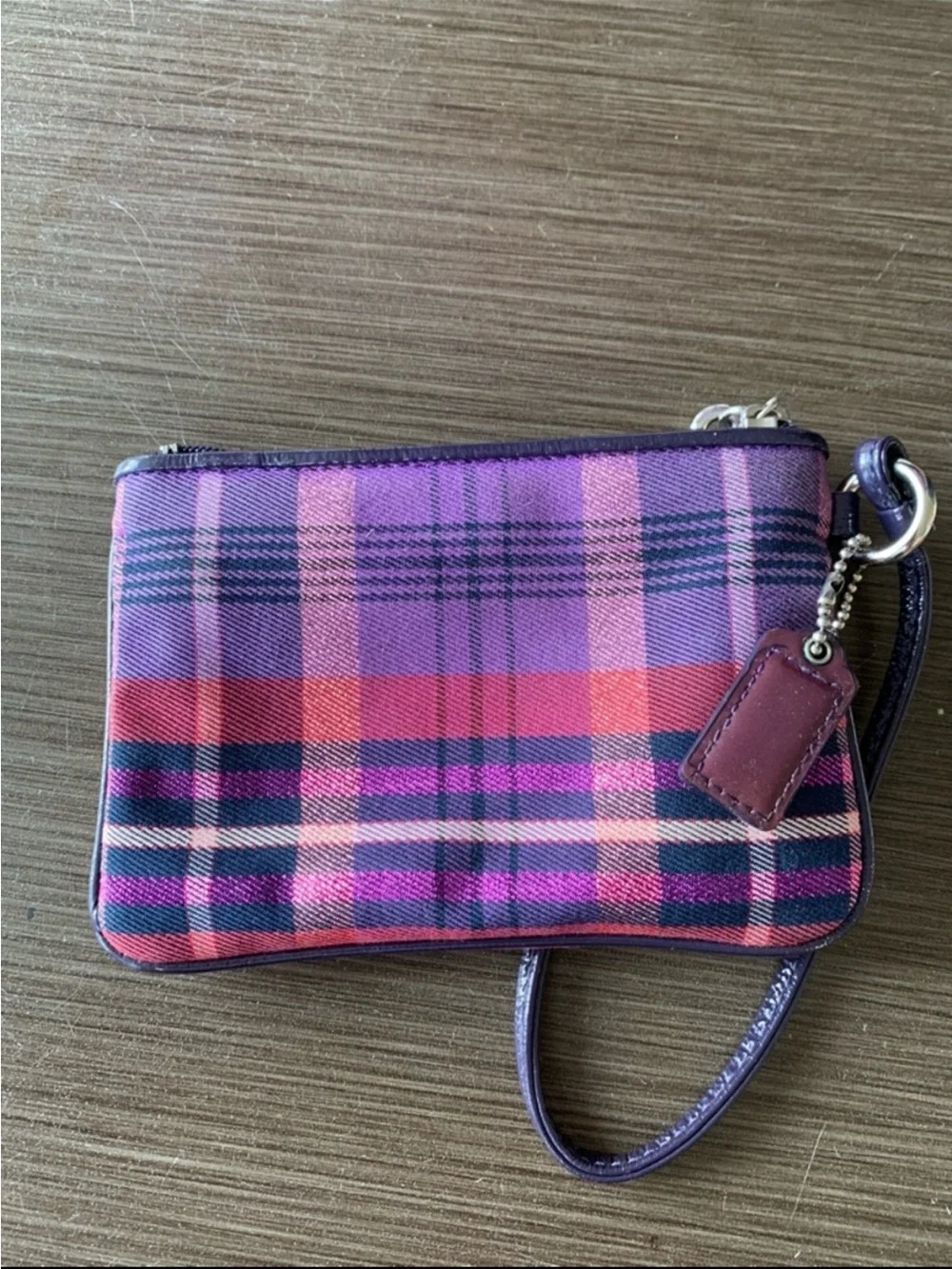 Coach 2pc 2010 Poppy Tartan Glam Tote + Wristlet (Purple) 15886 - Picture 14 of 16